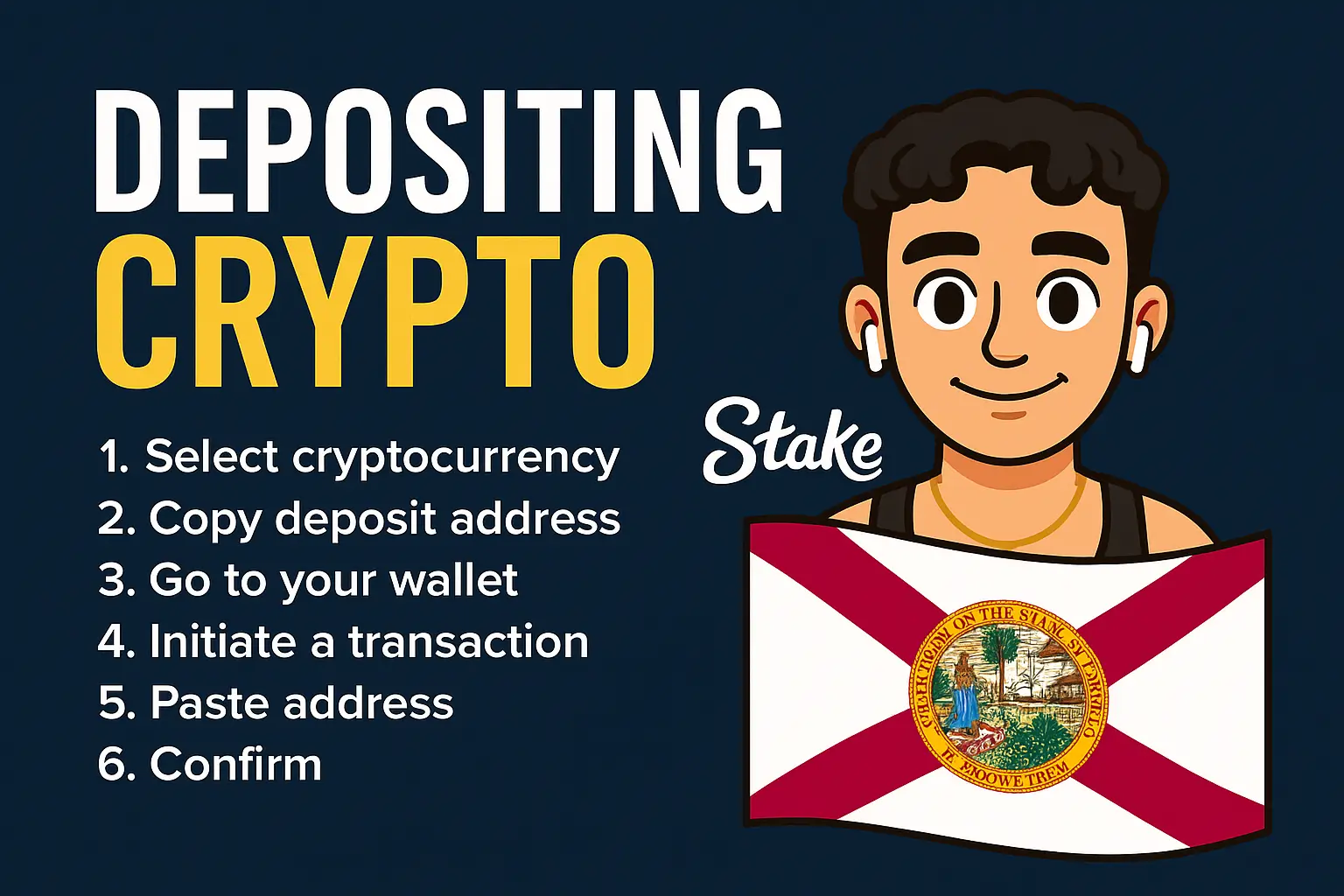 Map of the USA with Florida highlighted, showing Stake.us is legal.